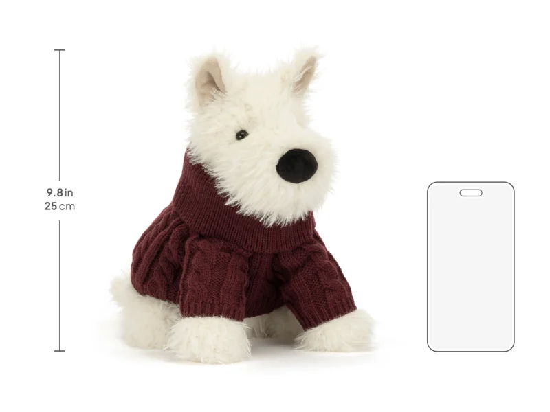 Jellycat Munro Scottie Dog Winter Jumper Outfit available at Blossom