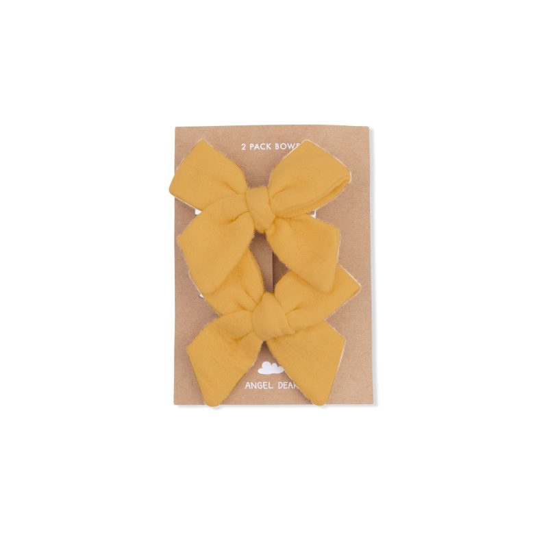 Solid Muslin Sunflower 2 Pack Bow Clips made by Angel Dear Solid Muslin Sunflower 2 Pack Bow Clips made by Angel Dear