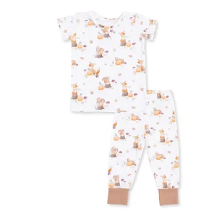 b71ad8b7480d83e30a8d9770f5ac98e24672fffd23313c9dbed849ae0f021872 Angel Dear Woodland Animals with Pumpkins Bamboo Short Sleeve Loungewear Set