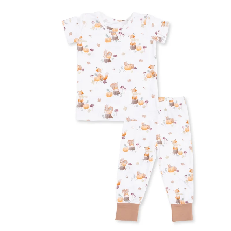 b71ad8b7480d83e30a8d9770f5ac98e24672fffd23313c9dbed849ae0f021872 Angel Dear Woodland Animals with Pumpkins Bamboo Short Sleeve Loungewear Set
