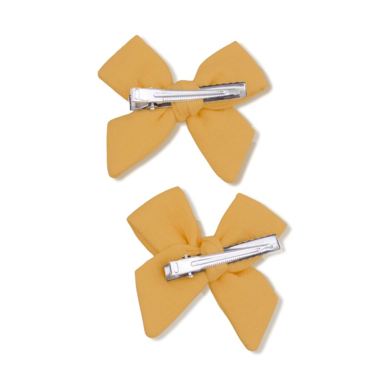 Solid Muslin Sunflower 2 Pack Bow Clips from Angel Dear Solid Muslin Sunflower 2 Pack Bow Clips from Angel Dear