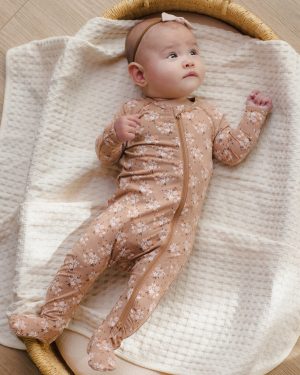 Quincy Mae Bamboo Zip Footie Fall Floral