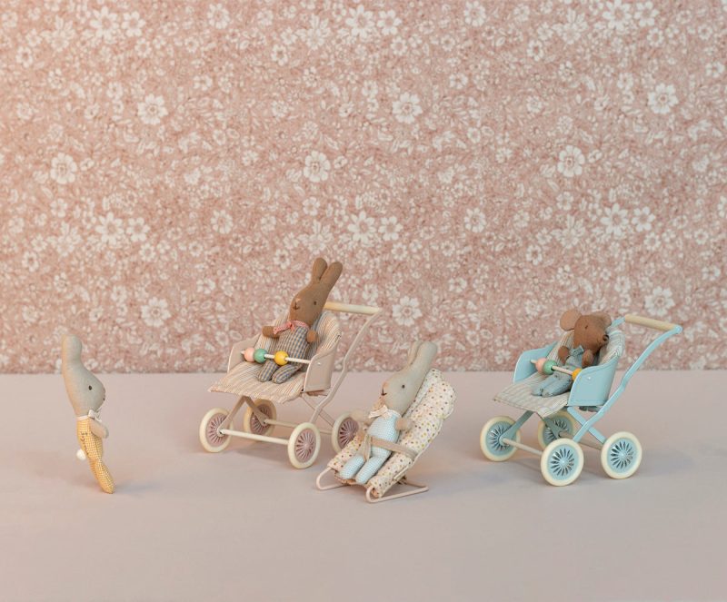 Stroller in Blue for Baby Mouse made by Maileg