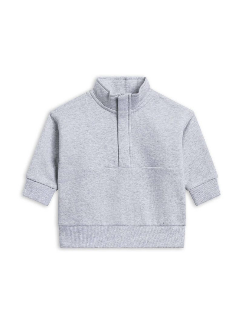 Colored Organics Jae Fleece Blocked Half Zip Pullover in Heather Grey
