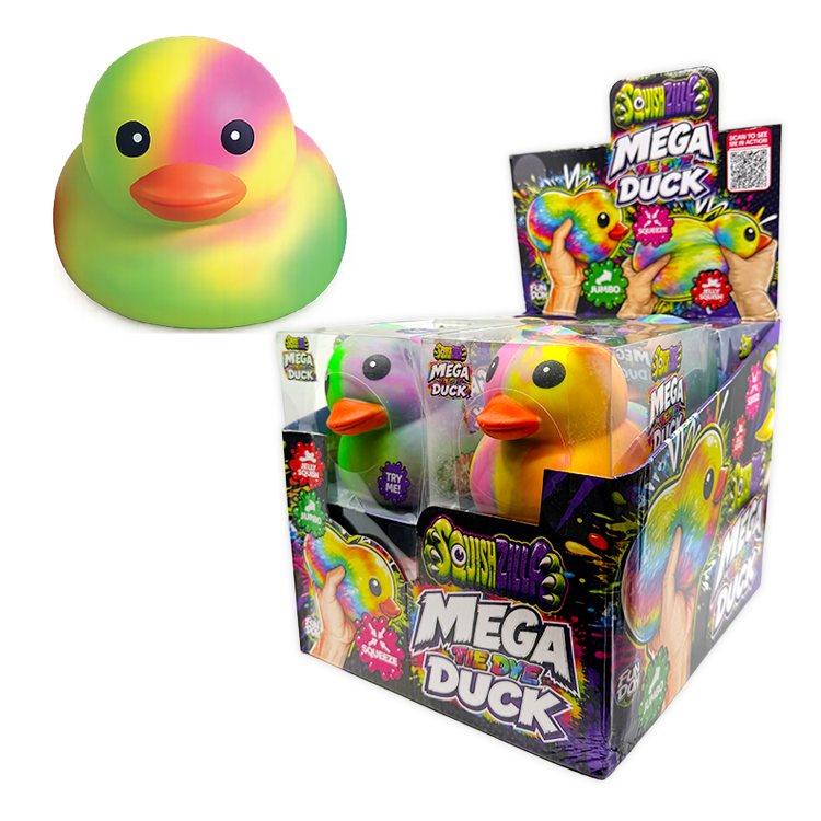 Novelty Brands Mega 5 Inch Tie Dye Squishy Duck Toy Novelty Brands Mega 5 Inch Tie Dye Squishy Duck Toy