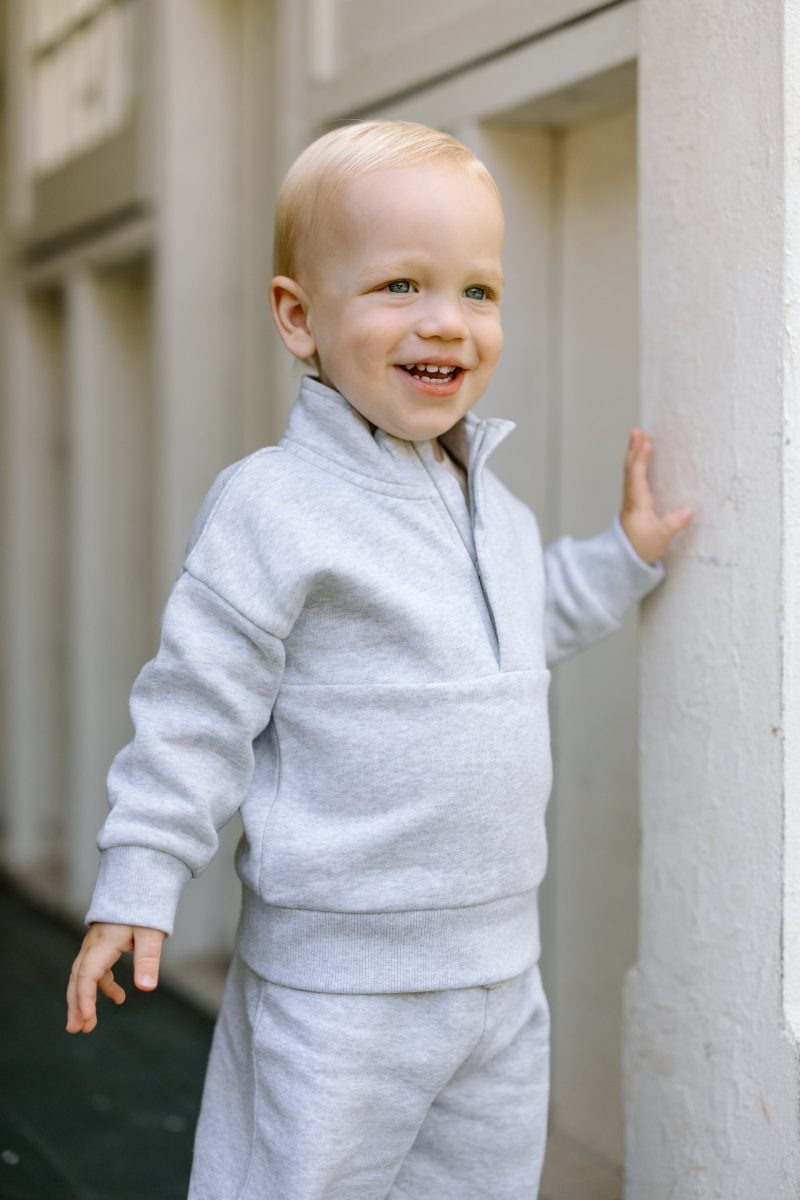 Jae Fleece Blocked Half Zip Pullover in Heather Grey from Colored Organics