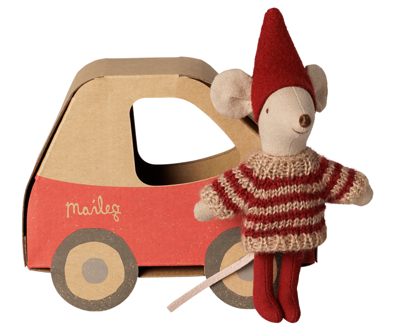 Maileg Christmas Mouse Little Sister In Car Box Maileg Christmas Mouse Little Sister In Car Box