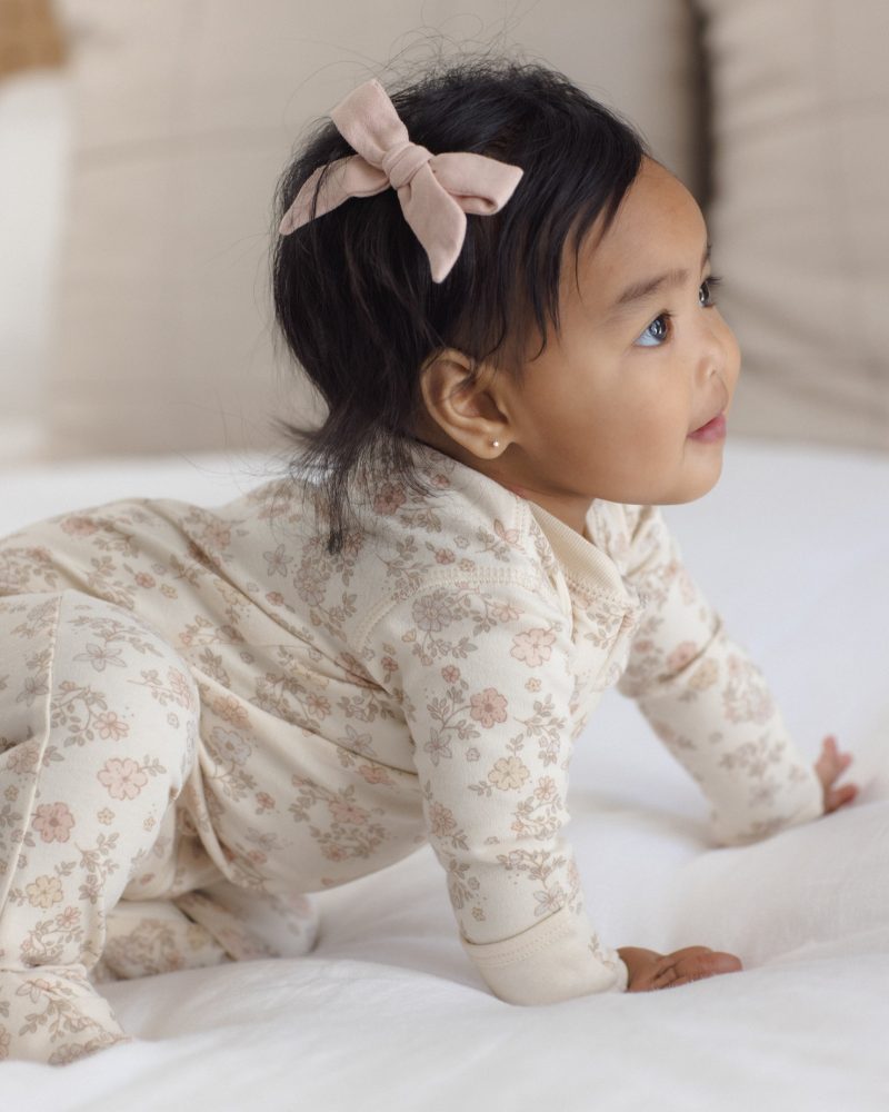 Zip Long Sleeve Footie Floral Vine from Quincy Mae