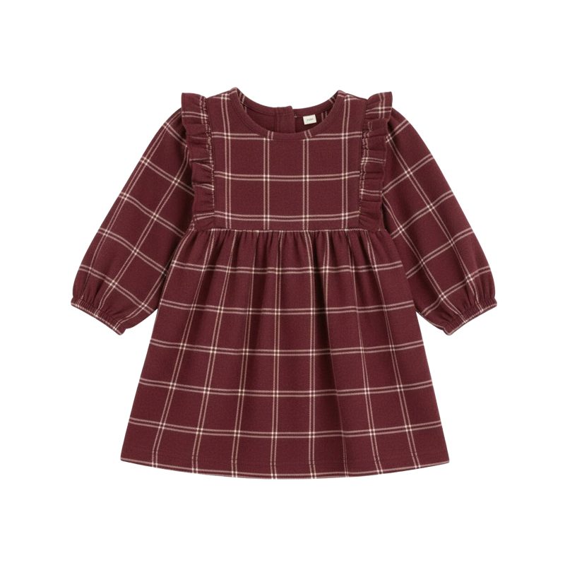 Colored Organics Celyn Flannel Ruffle Long Sleeve Dress Pomegranate Plaid Colored Organics Celyn Flannel Ruffle Long Sleeve Dress Pomegranate Plaid