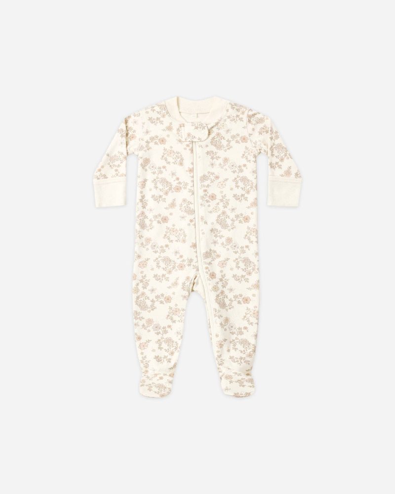 Zip Long Sleeve Footie Floral Vine available at Blossom