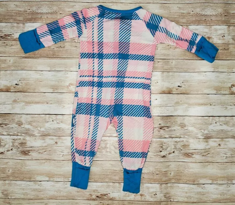 Little Sleepies Rosy Plaid Bamboo Zippy Newborn Blossom