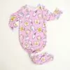 Little Sleepies Bamboo Viscose Pink Breakfast Buddies Infant Knotted Gown