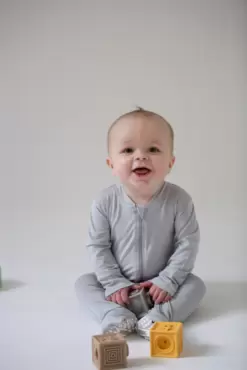 Willow+Co Dusty Blue Bamboo Footie
