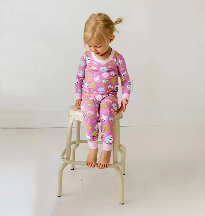Little Sleepies Pink Cookies & Milk Bamboo Viscose Two-Piece Pajama Set Little Sleepies Pink Cookies & Milk Bamboo Viscose Two-Piece Pajama Set