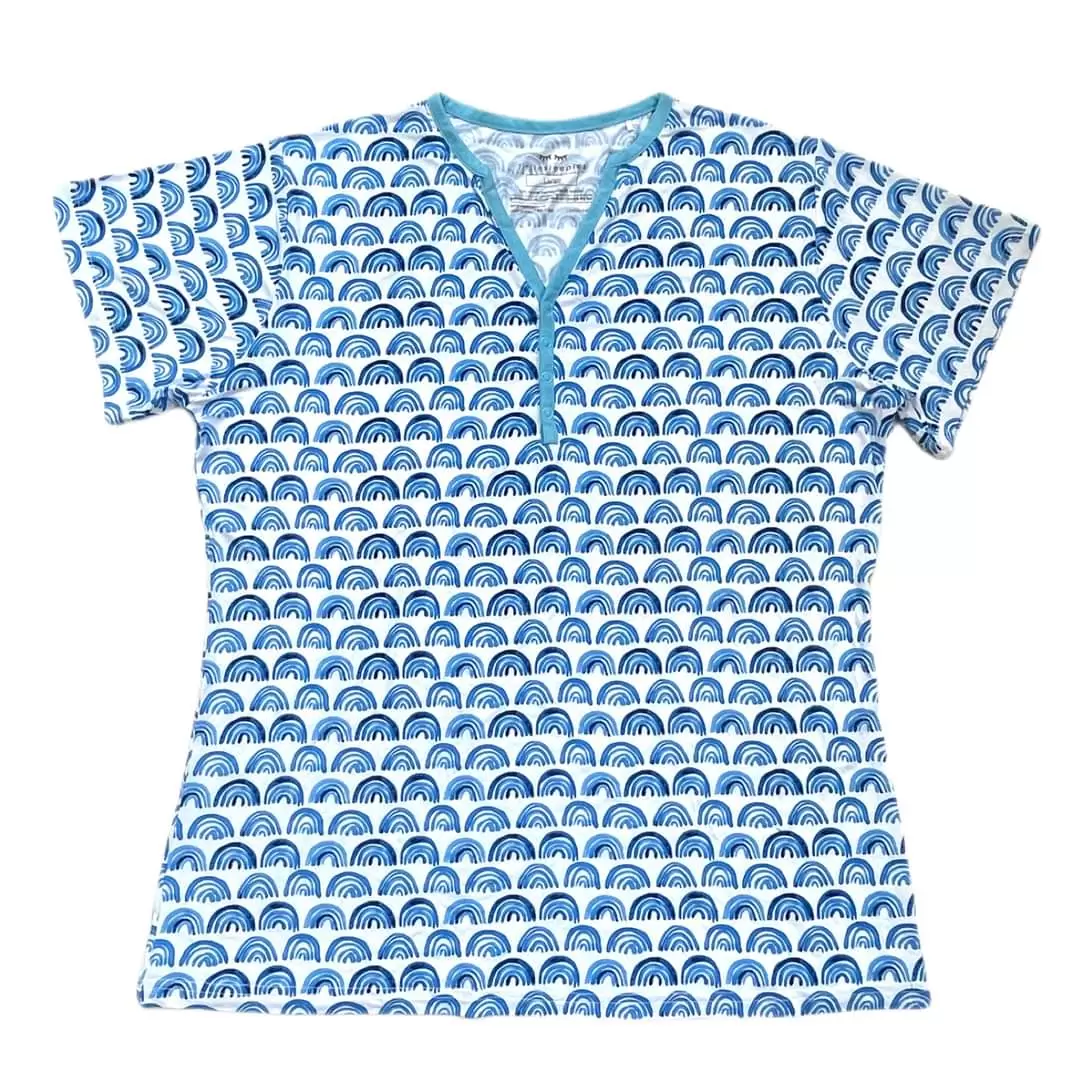 Little Sleepies Blue Rainbows Short Sleeve Bamboo Viscose Women's Pajama Top Little Sleepies Blue Rainbows Short Sleeve Bamboo Viscose Women's Pajama Top
