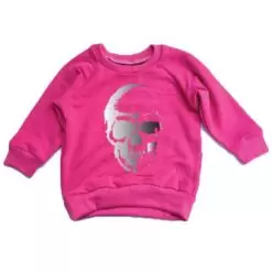Portage and Main Skull Raglan Bamboo Sweatshirt in Bright Pink
