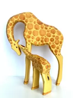 Poppy Baby Co Giraffe Mom and Baby Wooden Toy Set