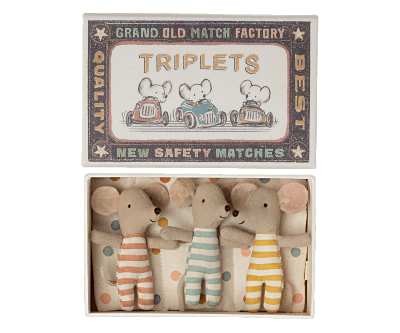 Maileg Baby Mice Triplets in Matchbox