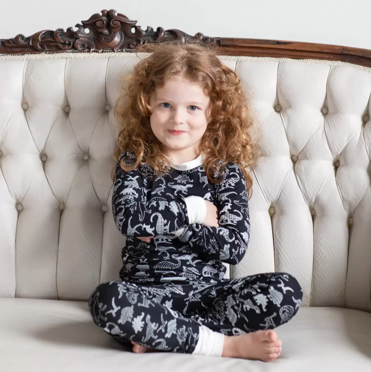 Peregrine Kidswear Midnight Dino Two-Piece Bamboo Viscose Pajama Set