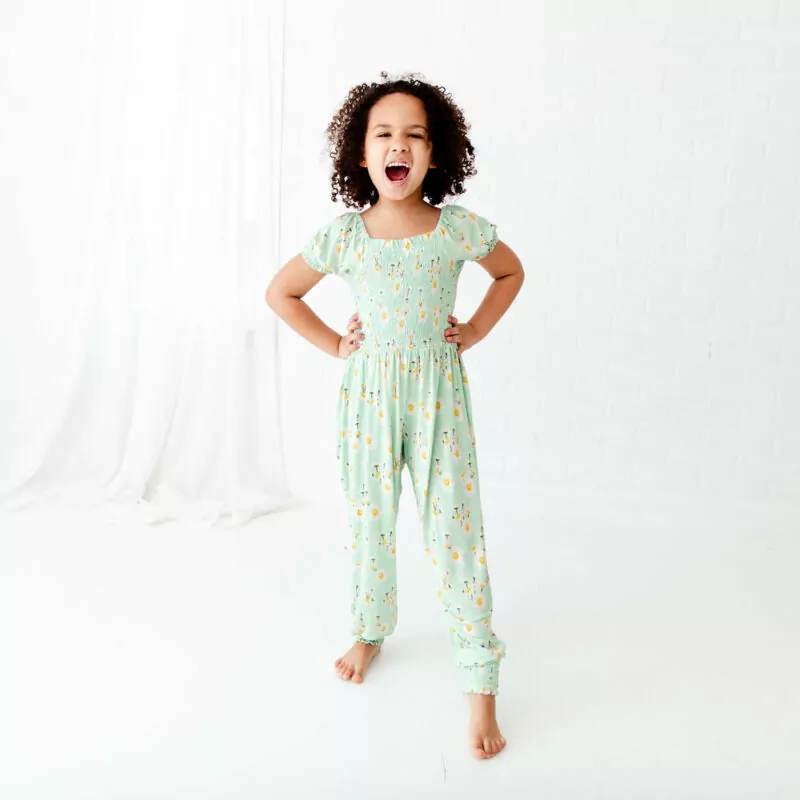 Dream Jamms Born to Bloom Bamboo Viscose Smocked Romper