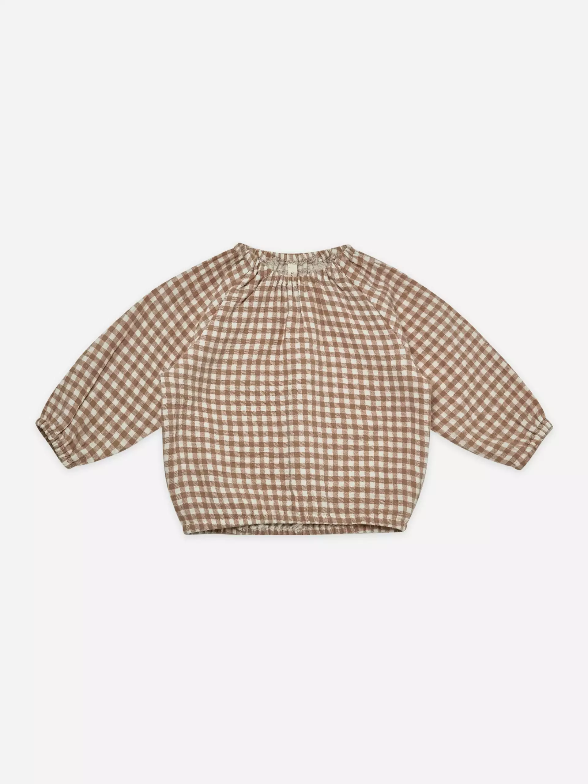 Quincy Mae Cinch Long Sleeve Tee in Cocoa Gingham