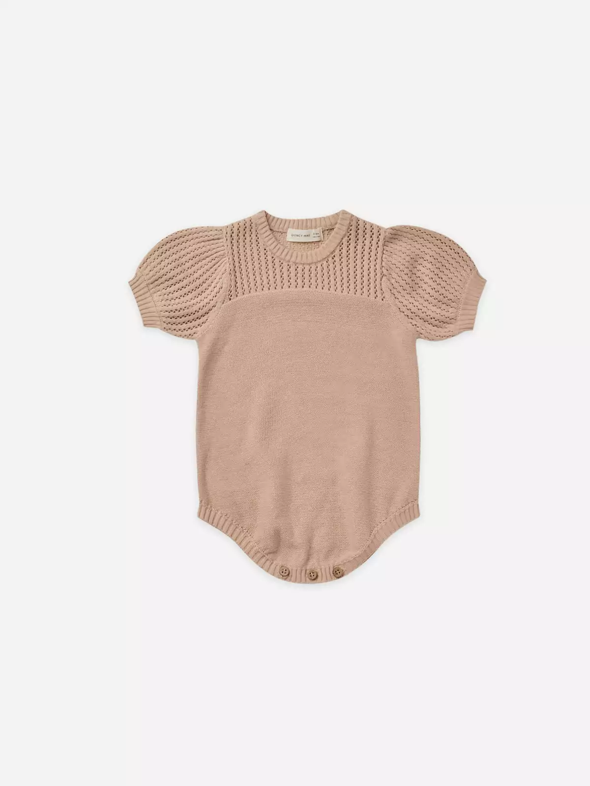 Quincy Mae Pointelle Knit Romper In Blush