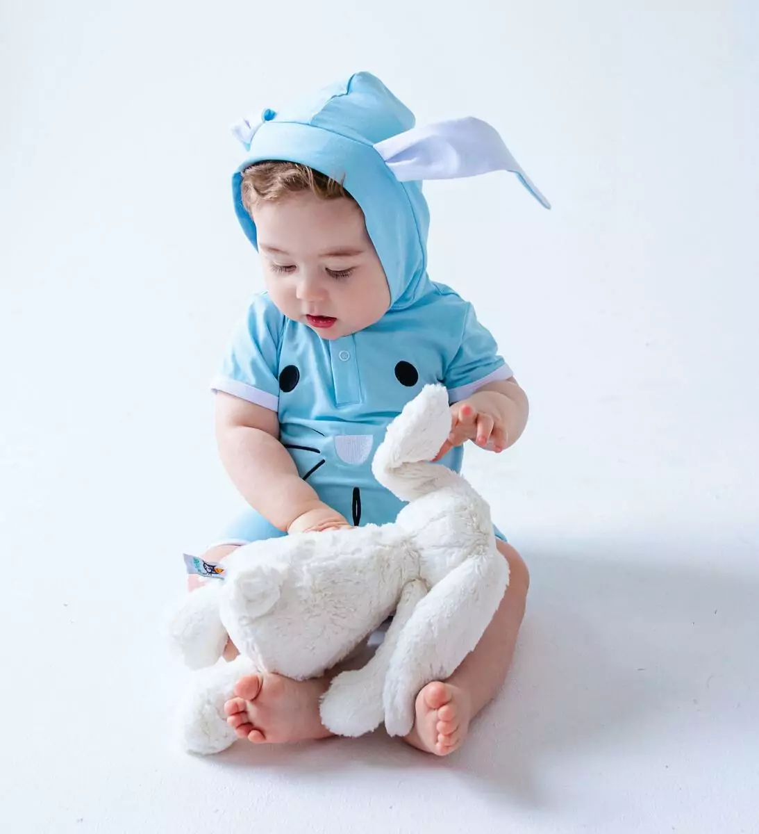 Birdie Bean Blue Bunny Hooded Shortie Romper