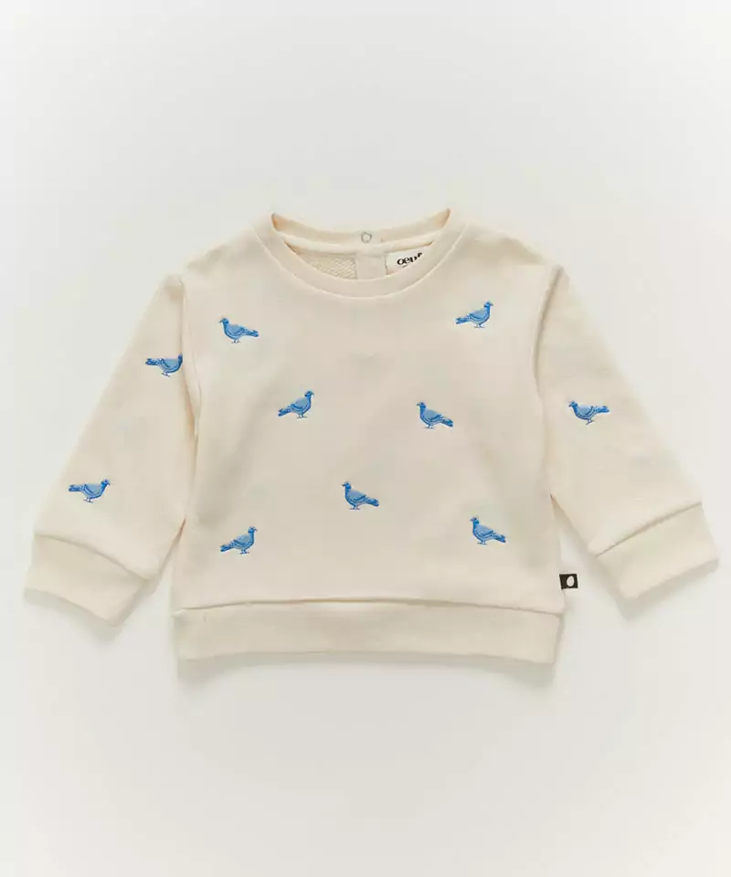 Oeuf Embroidered Sweatshirt with Pigeons