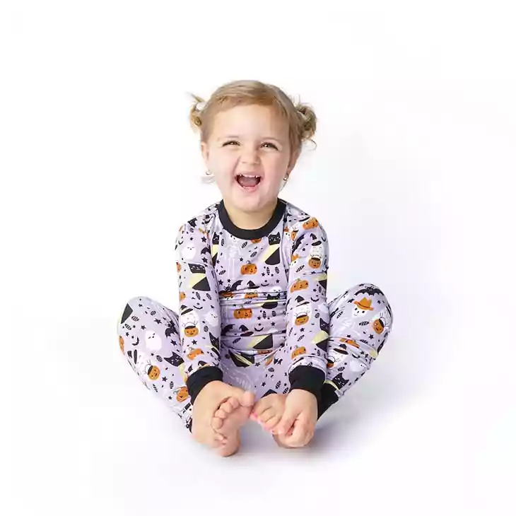 Emerson and Friends Spooky Cute Halloween Purple Bamboo Viscose Pajama Set