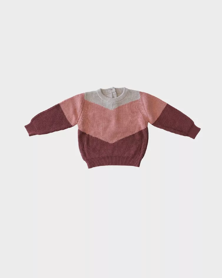 Babysprouts Tri-Color Knit Sweater in Berry