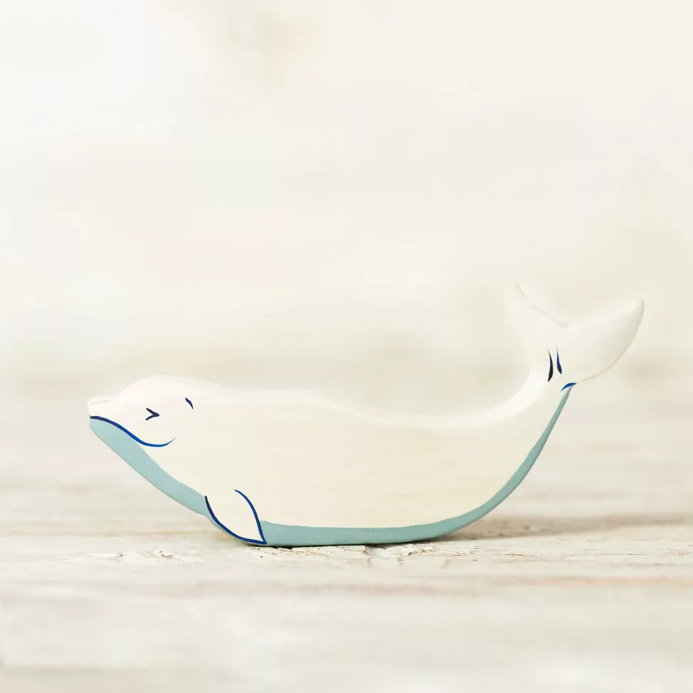 Wooden Caterpillar Toys Beluga Whale Wooden Figurine