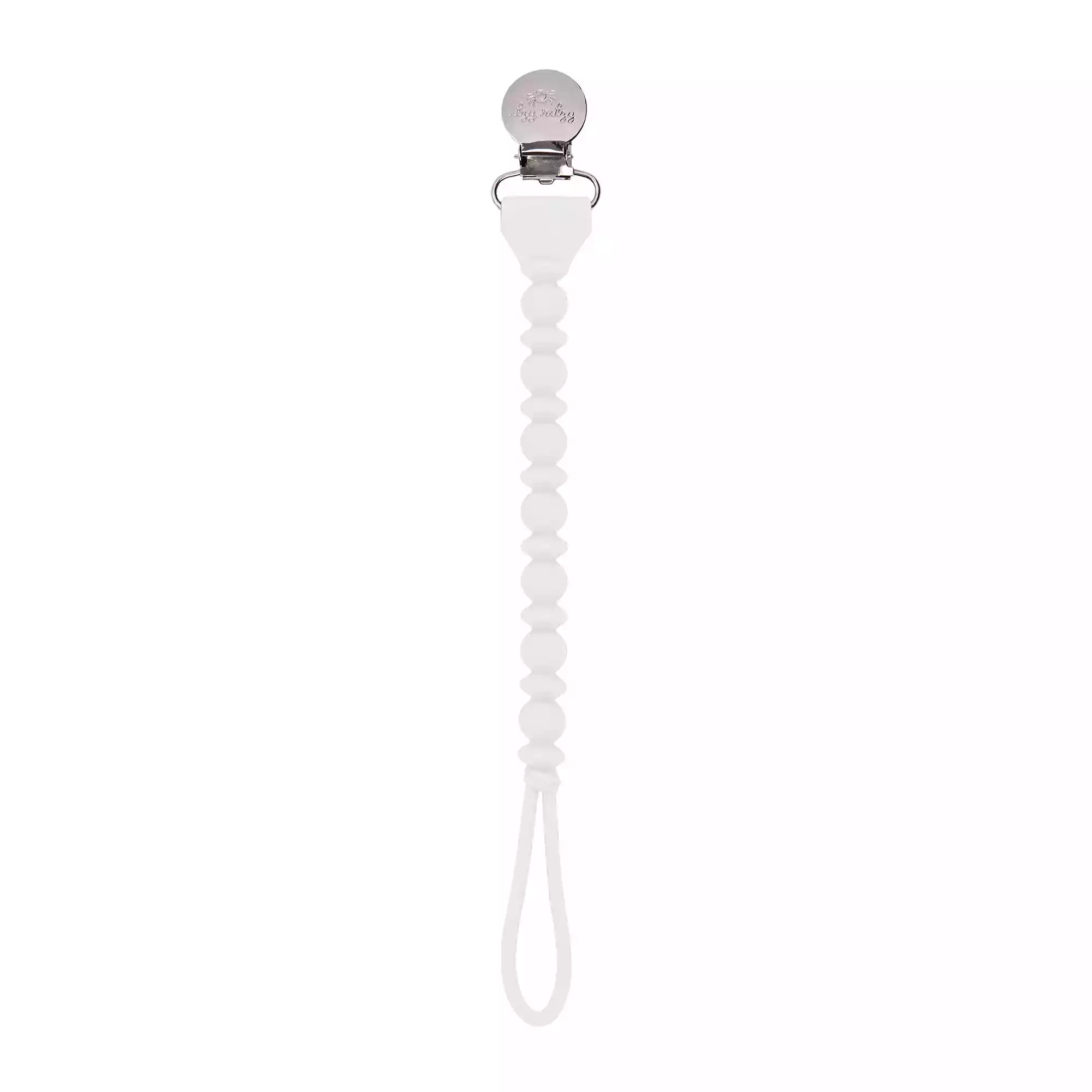 Itzy Ritzy Sweetie Strap Silicone One-Piece Pacifier Clips in White Beaded