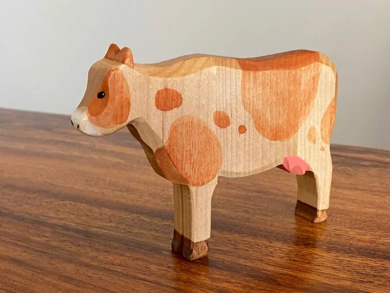 PoppyBaby Co Cow Wooden Figure