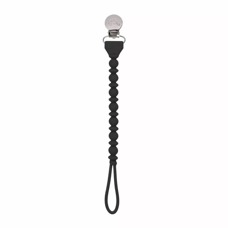 Itzy Ritzy Sweetie Strap Silicone One-Piece Pacifier Clips in Midnight Beaded