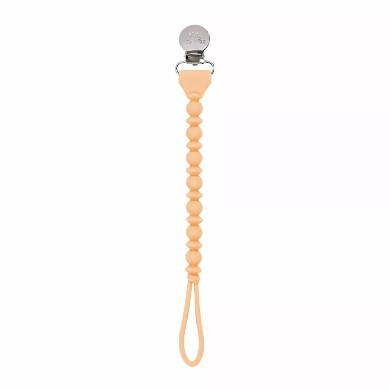 Itzy Ritzy Sweetie Strap Silicone One-Piece Pacifier Clips in Apricot Beaded