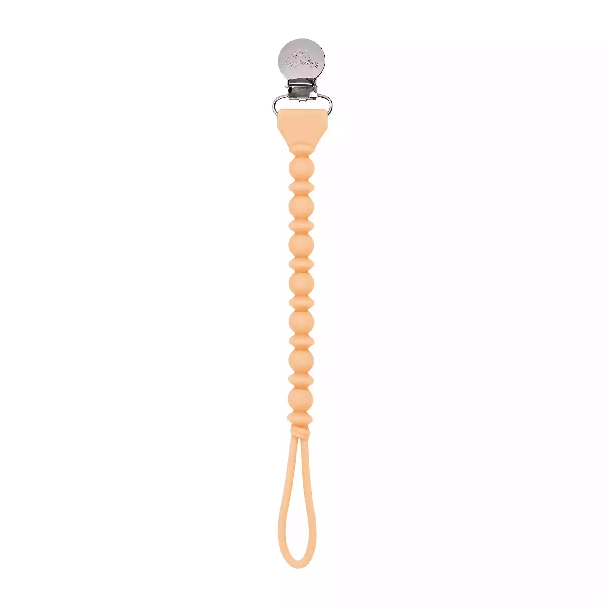 Itzy Ritzy Sweetie Strap Silicone One-Piece Pacifier Clips in Apricot Beaded