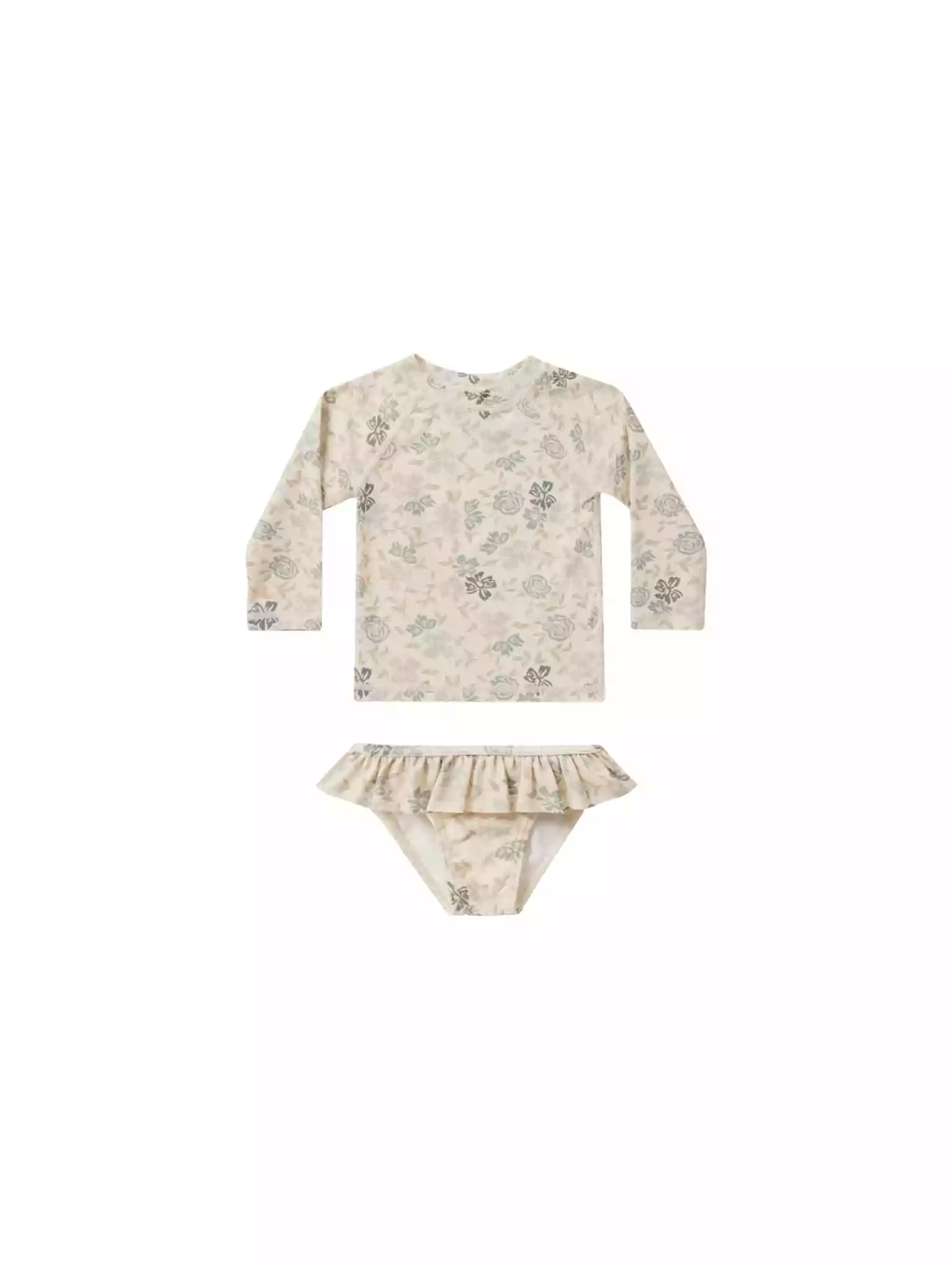 Rylee + Cru Rash Guard Girls Set In Blue Floral