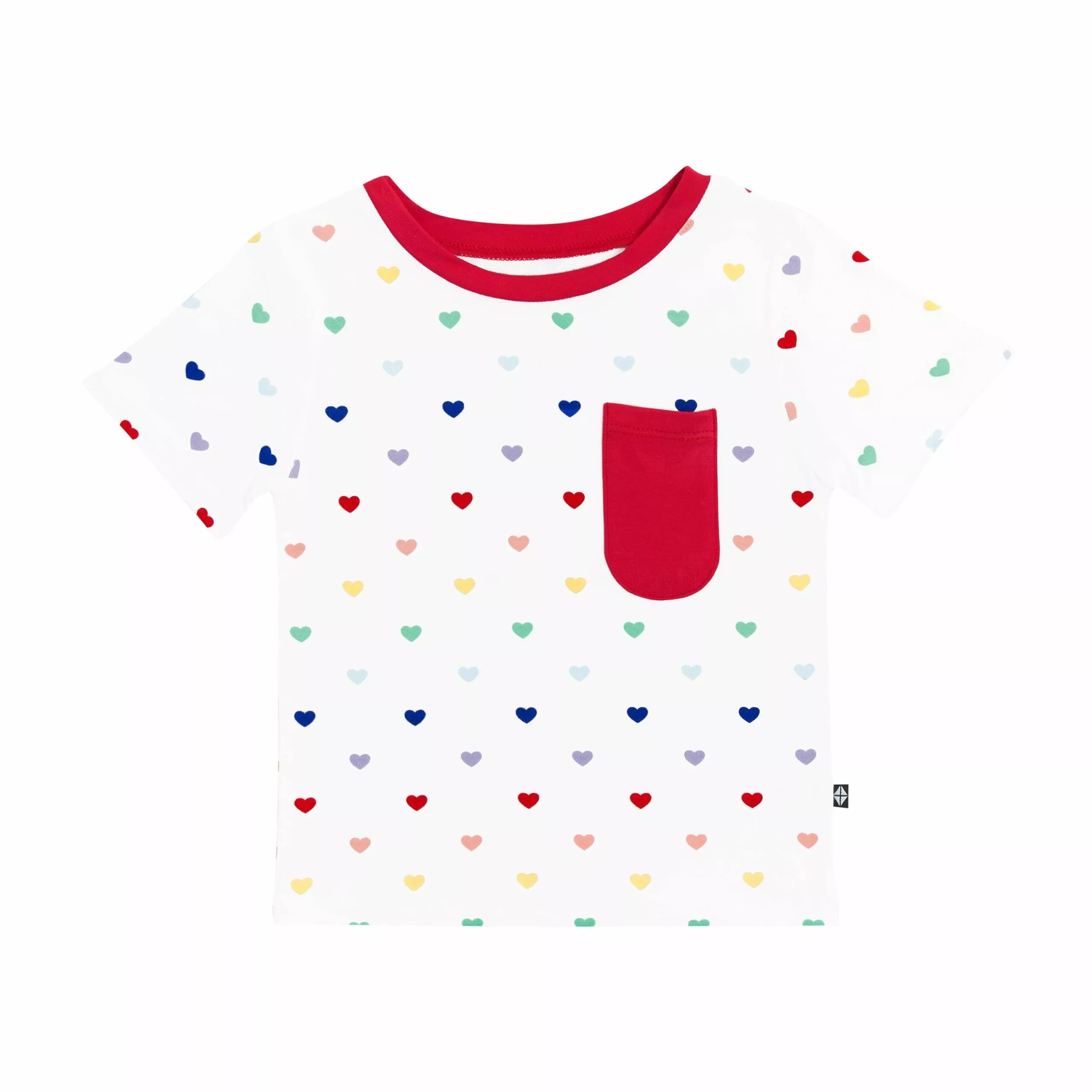 Kyte BABY Toddler Crew Neck Tee in Cloud Rainbow Heart