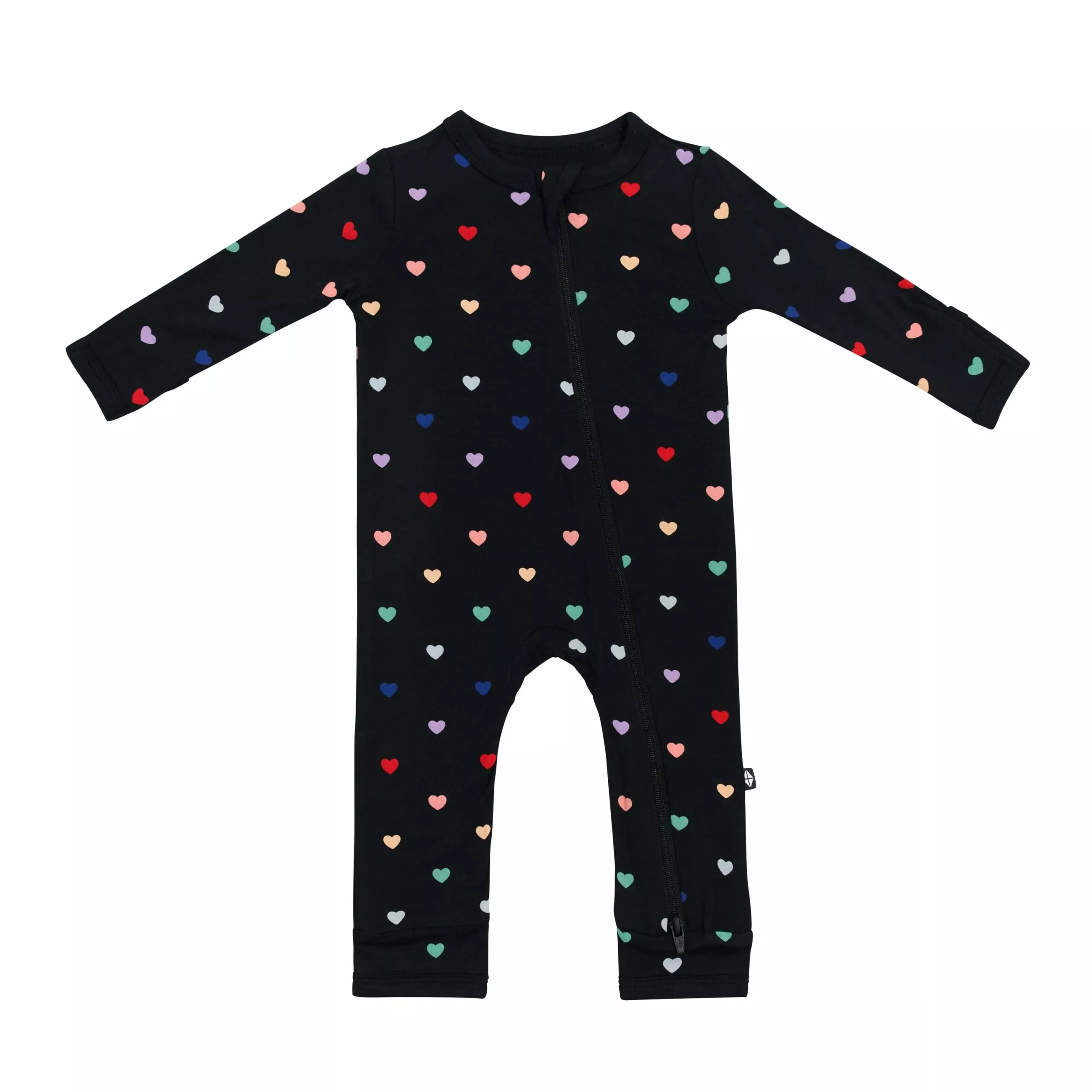 Kyte BABY Zippered Romper in Midnight Rainbow Heart