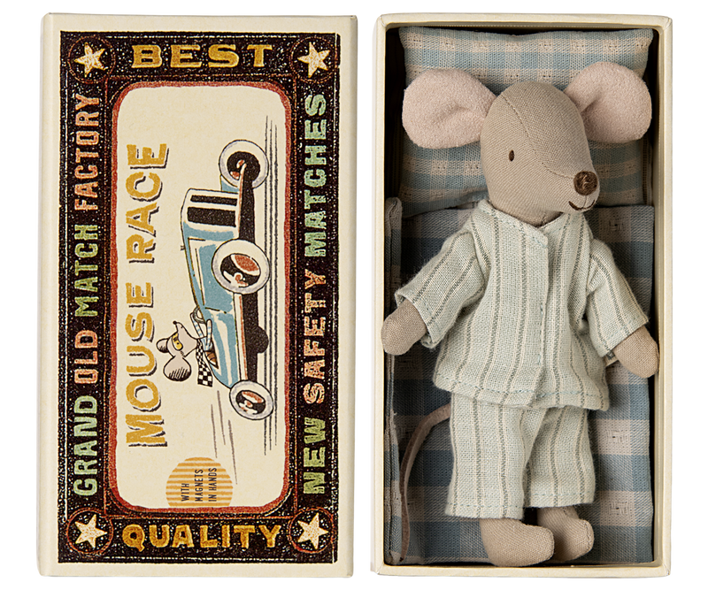 Maileg Big Brother Mint Pajama Mouse in Matchbox