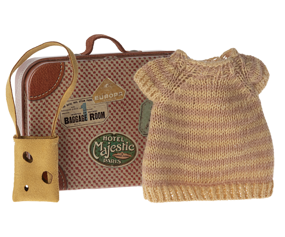 Maileg Knitted Dress and Bag in Suitcase for Big Sister Mouse