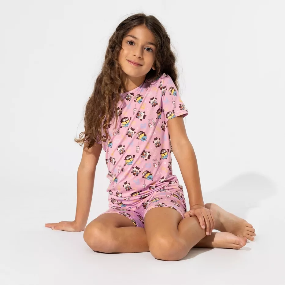 Bellabu Bear Minions Always Popping Bamboo Short Sleeve Pajama Set