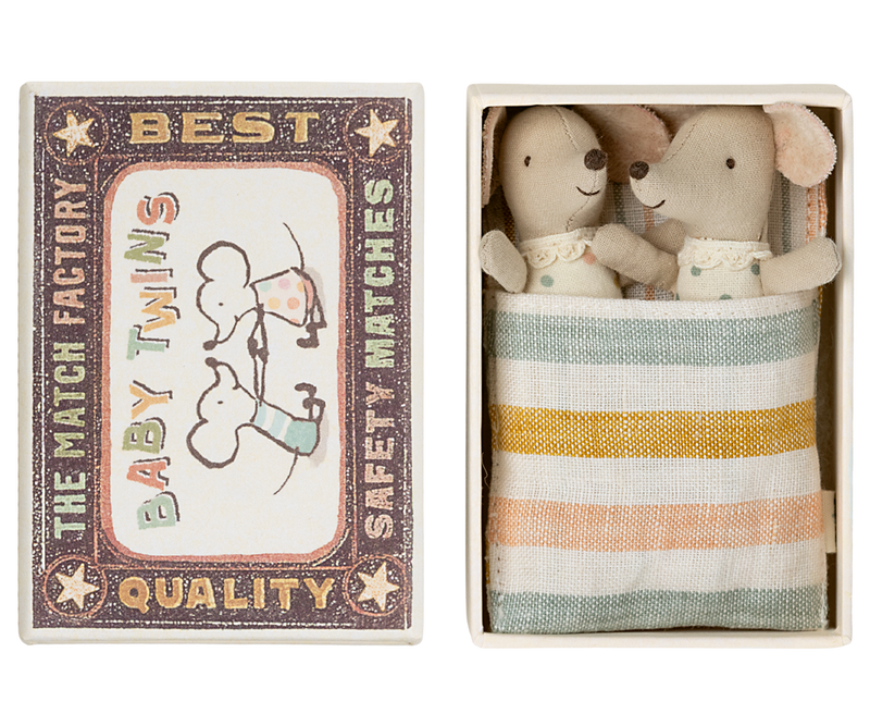Maileg Twins Baby Mice in Matchbox