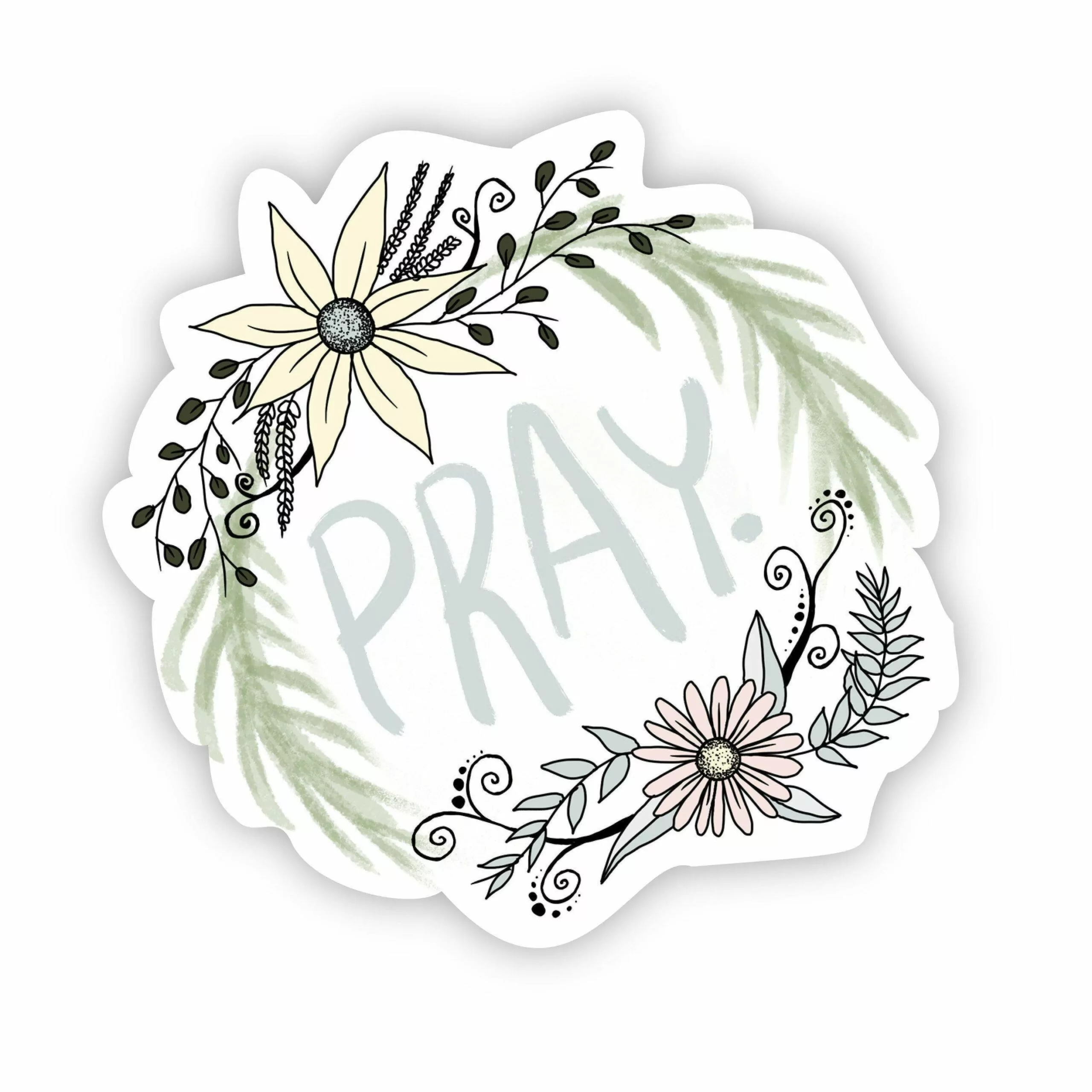 Big Moods Pray Floral Sticker