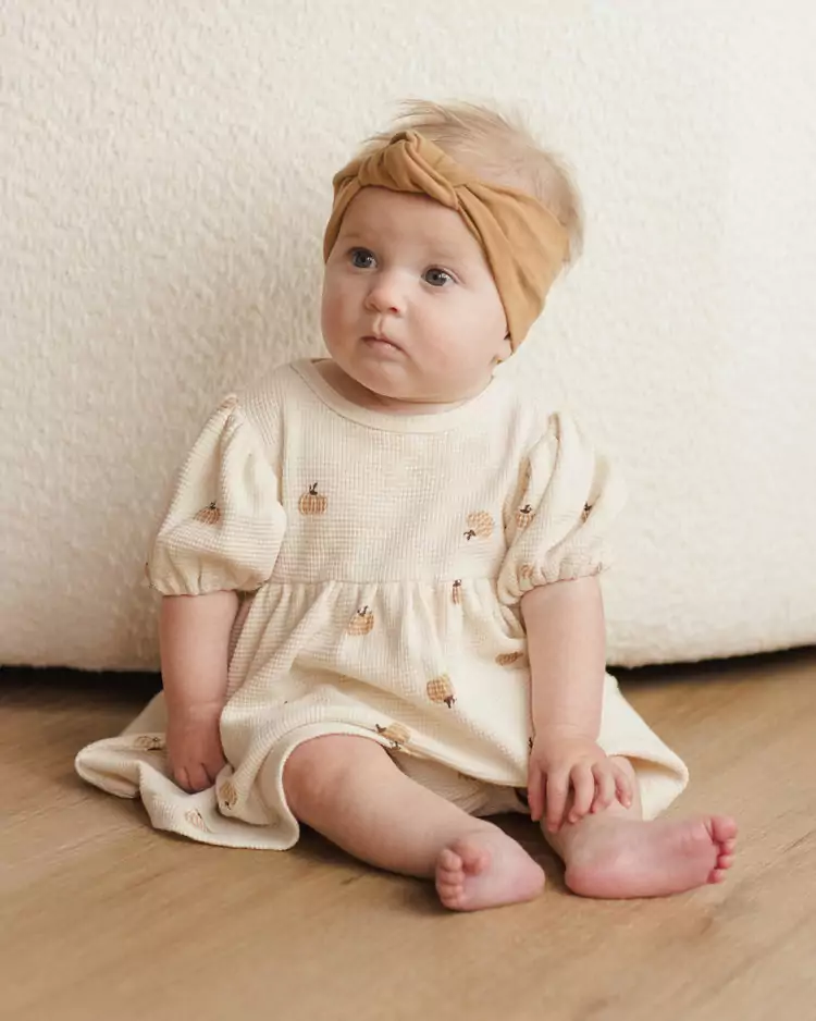 Quincy Mae Waffle Babydoll Dress In Pumpkins
