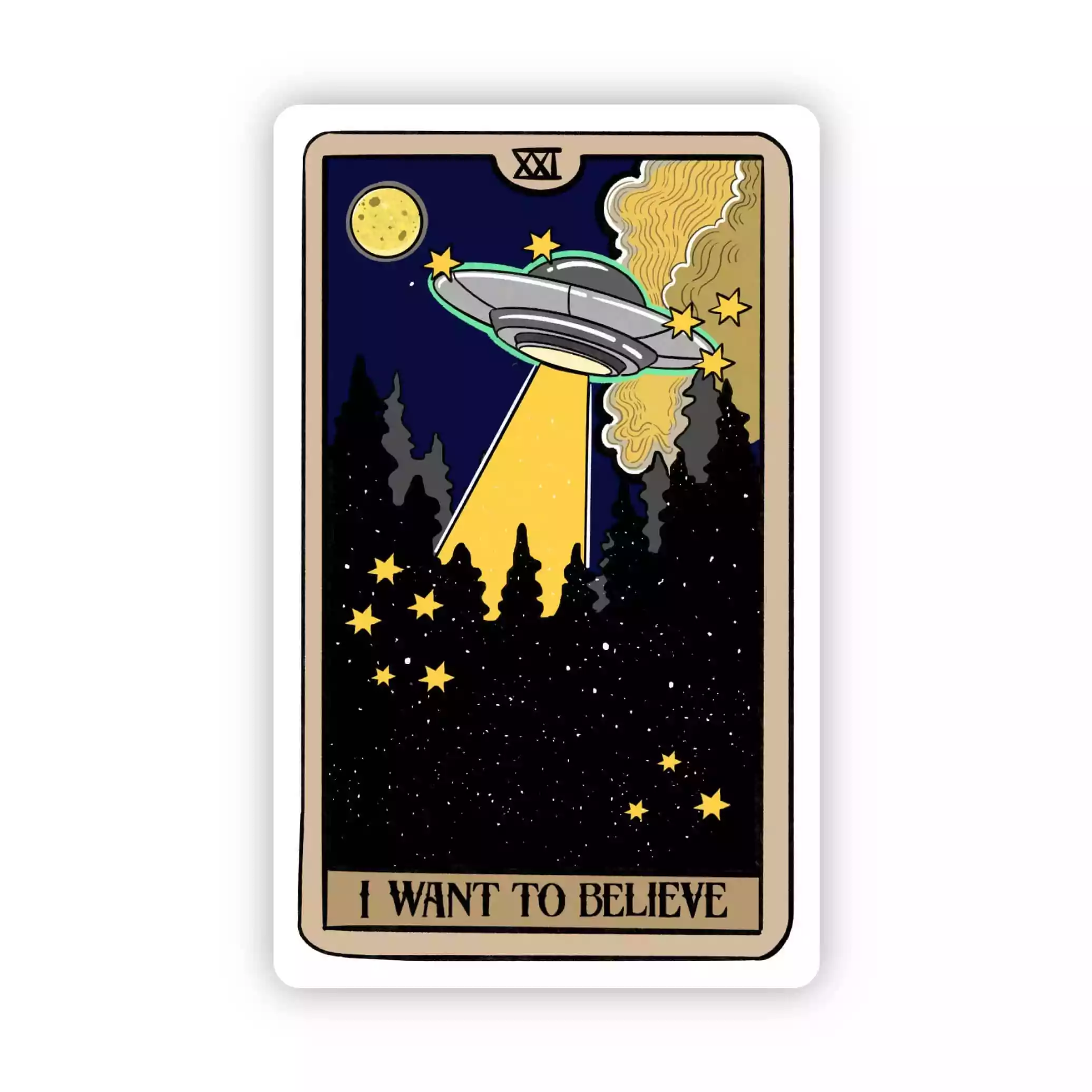 Big Moods I Want To Believe UFO Tarot Card Sticker