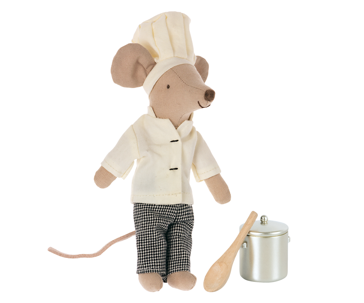 Maileg Chef Mouse with Soup Pot and Spoon