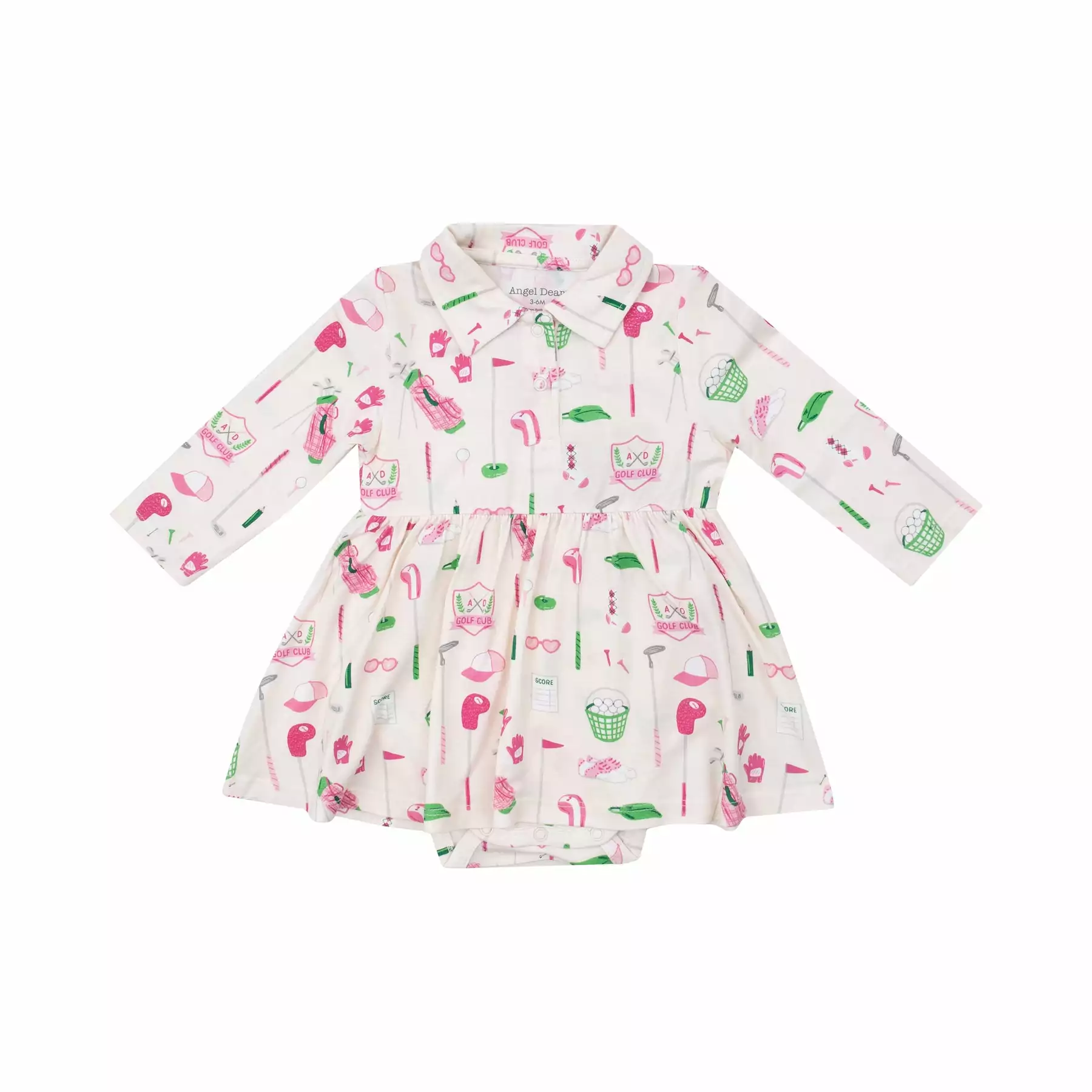 Angel Dear Golf Club In Pink Bamboo Viscose Long Sleeve Polo Bodysuit Dress
