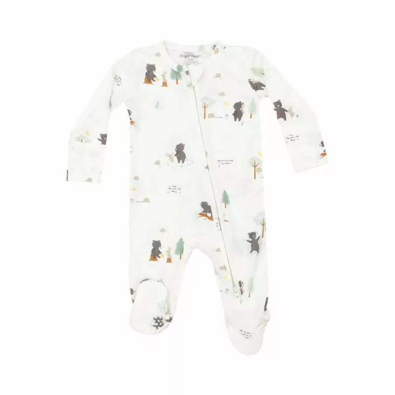 Angel Dear Bear and Bunny Adventures Bamboo Viscose Zipper Footie