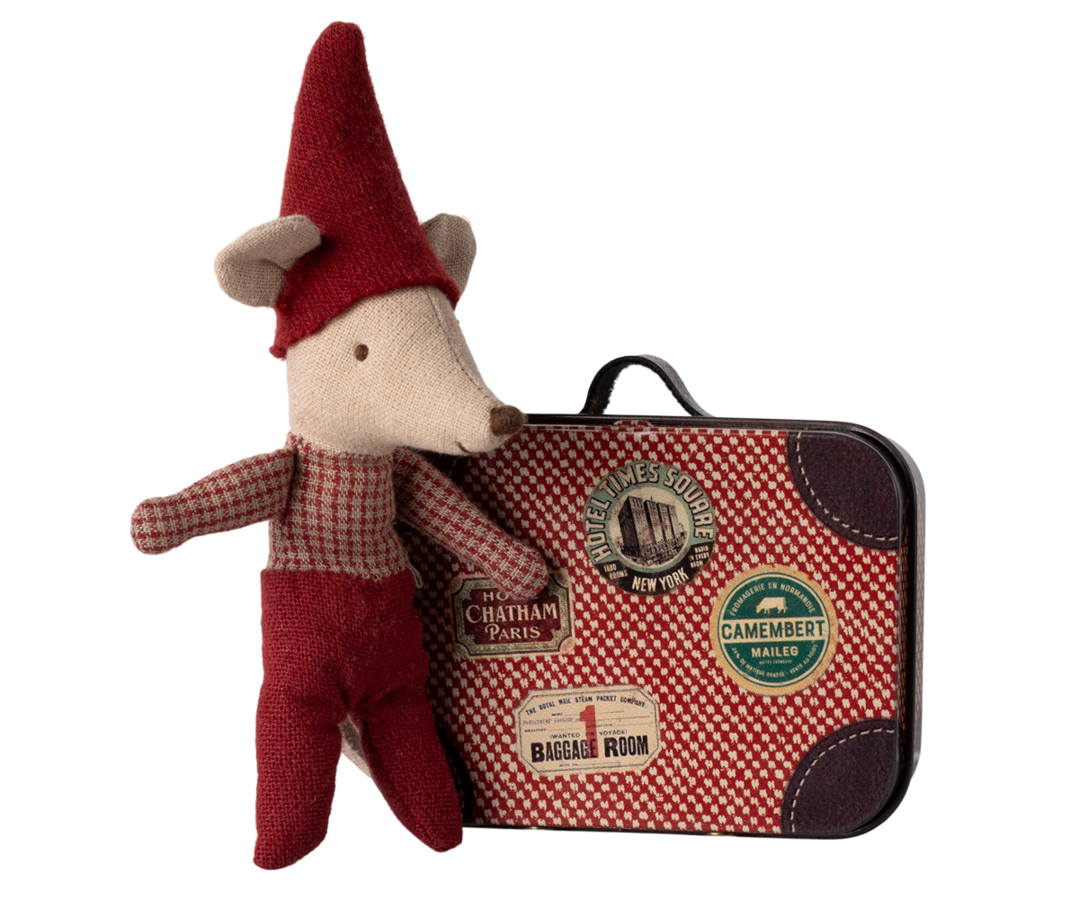 Maileg Baby Christmas Mouse In Suitcase